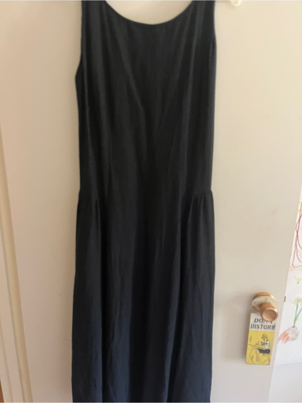 Black Sleeveless linen Maxi Dress - Classic Women's Dress scoop back Large